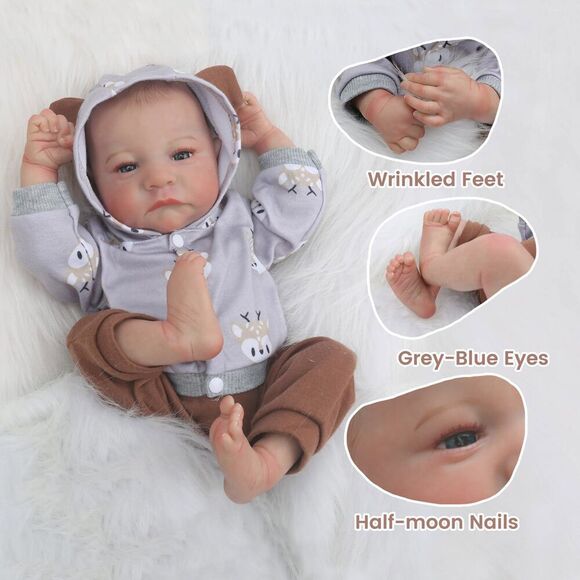 Wooroy Reborn Baby Dolls Boy - 17 Inch Anatomically Correct Realistic Newborn D - Picture 3 of 15